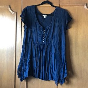 Navy blue one world boho summer top!